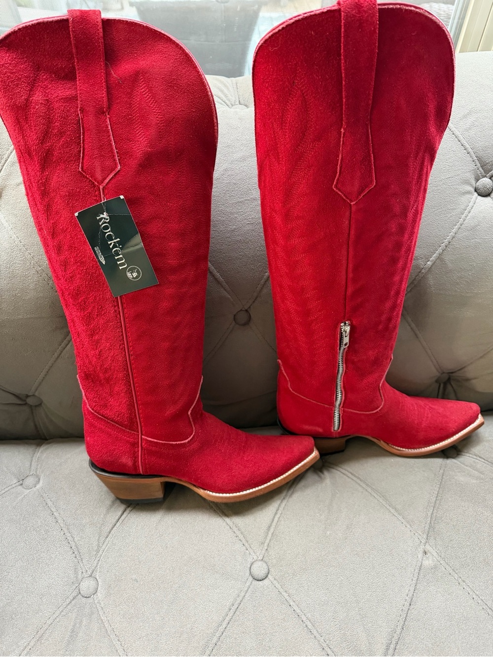 Rock’em Gia Red Suede Tall Cowgirl Boots - Picture 10 of 10